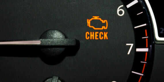 Check,Engine,Light,Illuminated,On,Dashboard.